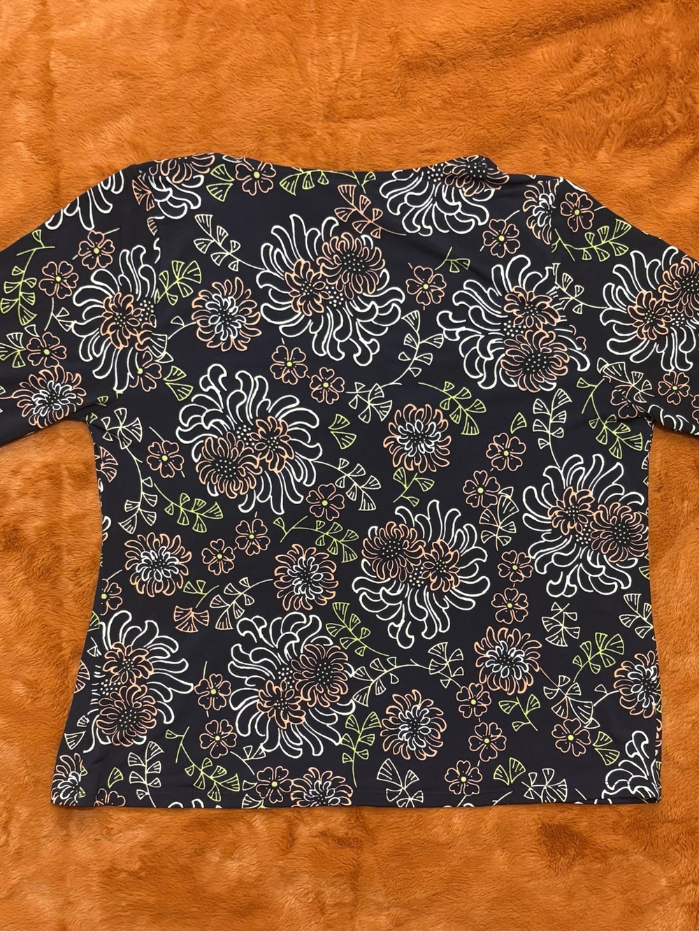 George Black Floral Short Sleeve Tee with White and Green Accents XL 16/18 - Picture 5 of 5